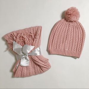 New York & company knit hat scarf accessories pink